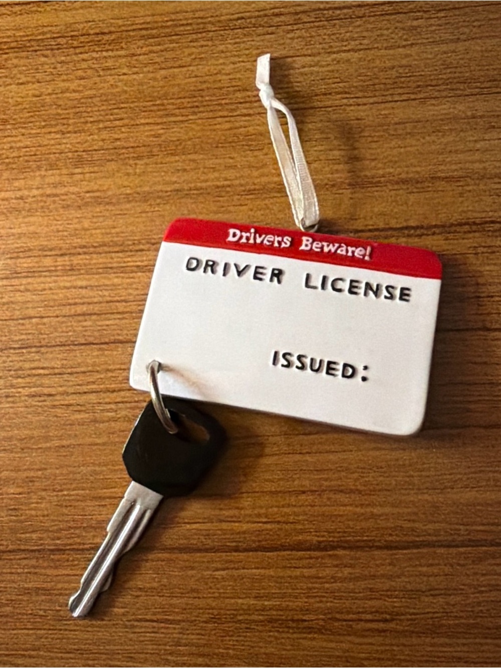 Driver License With Dangling Car Key Christmas Ornament